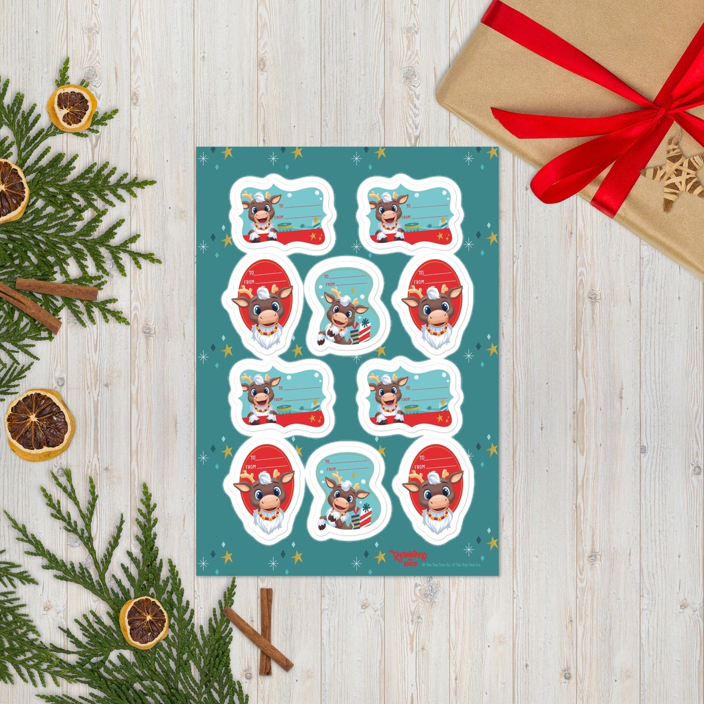 Reindeer in Here Gift Label Sticker Sheet - Paramount Shop