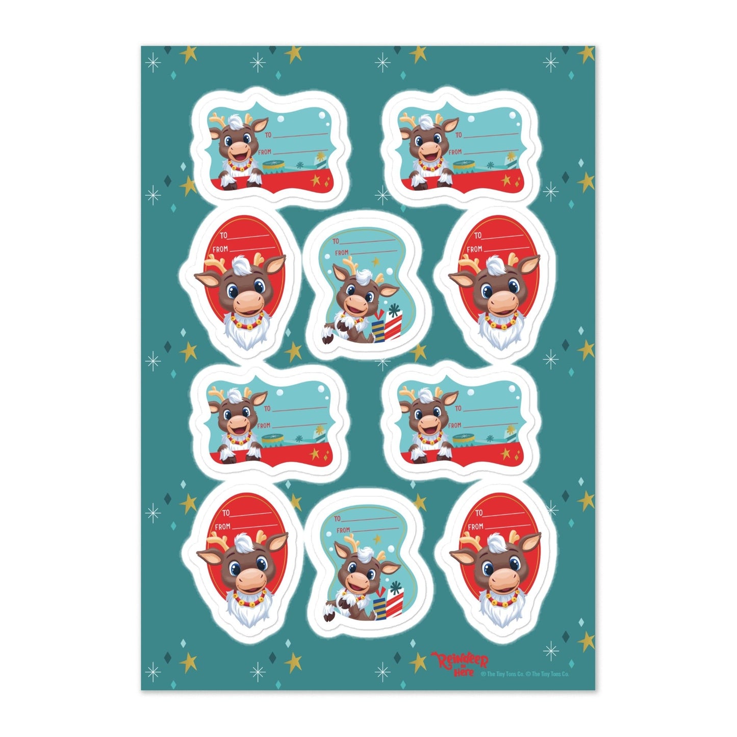 Reindeer in Here Gift Label Sticker Sheet - Paramount Shop