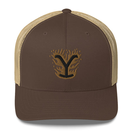 Yellowstone Flammende Logo Retro Trucker Hut