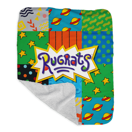 Rugrats Pattern Grey Sherpa Blanket - Paramount Shop