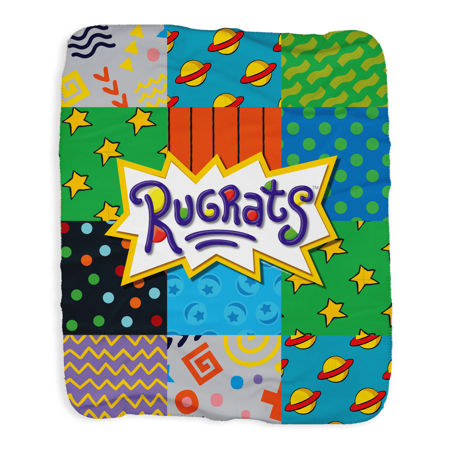 Rugrats Pattern Grey Sherpa Blanket - Paramount Shop