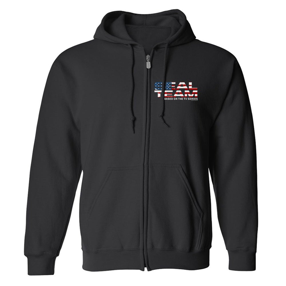 SEAL Team American Flag Logo Fleece Zip - Up Hooded Sweatshirt - Paramount Shop