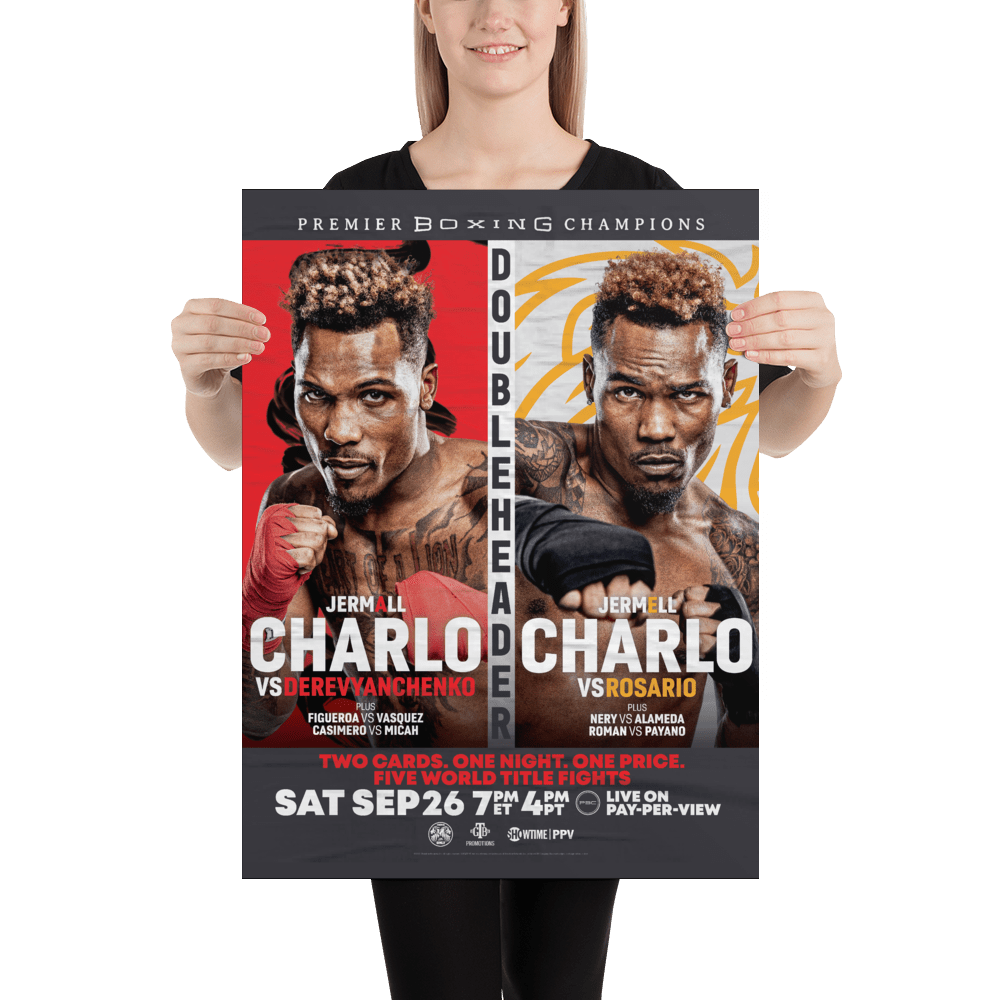 SHO Championship Boxing Charlo Doubleheader Premium Satin Poster - Paramount Shop