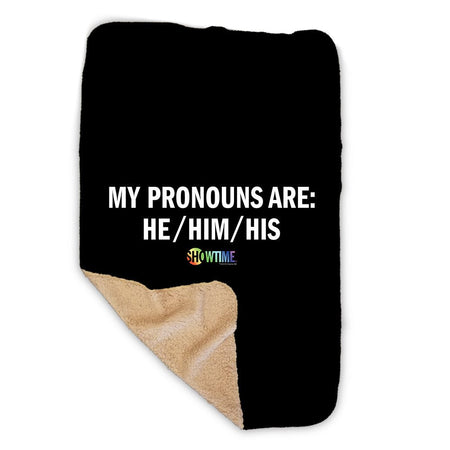 SHOWTIME Pronouns Pride Logo Sherpa Blanket - Paramount Shop