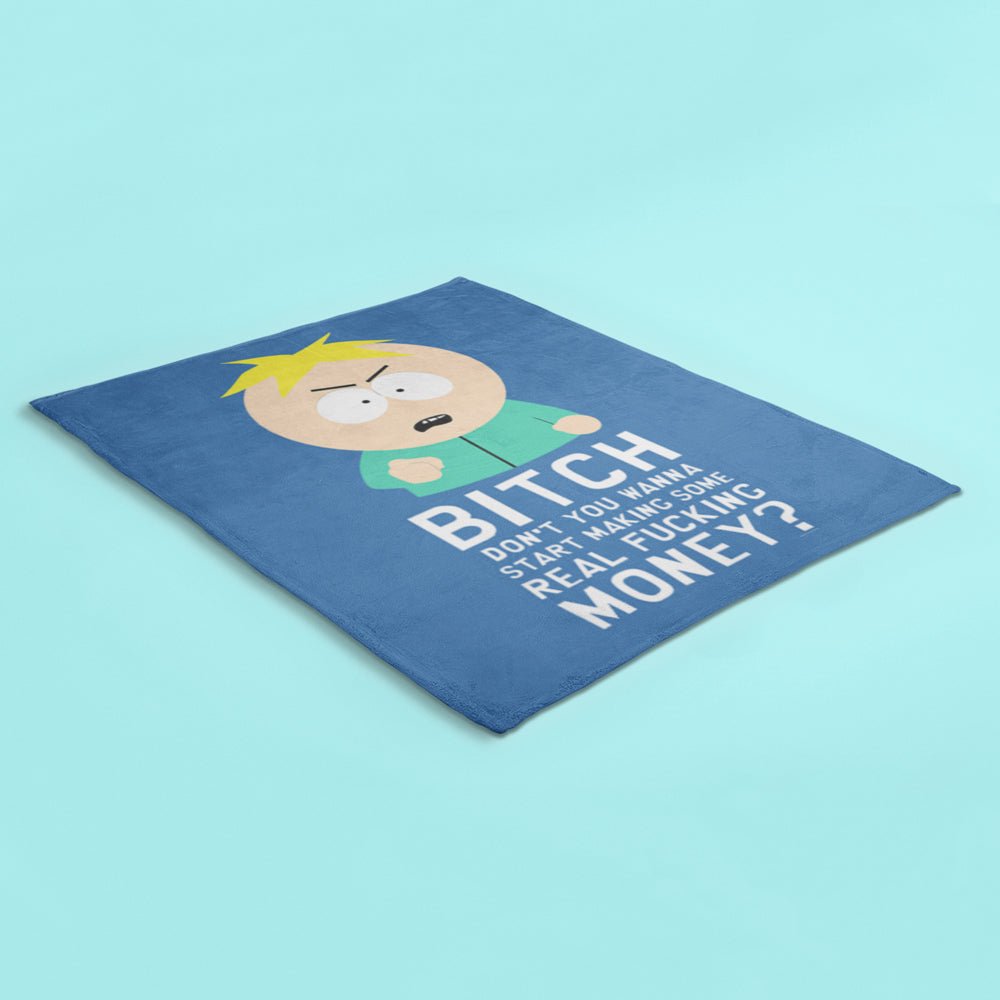 South Park Butters Make Real Money Sherpa Blanket - Paramount Shop