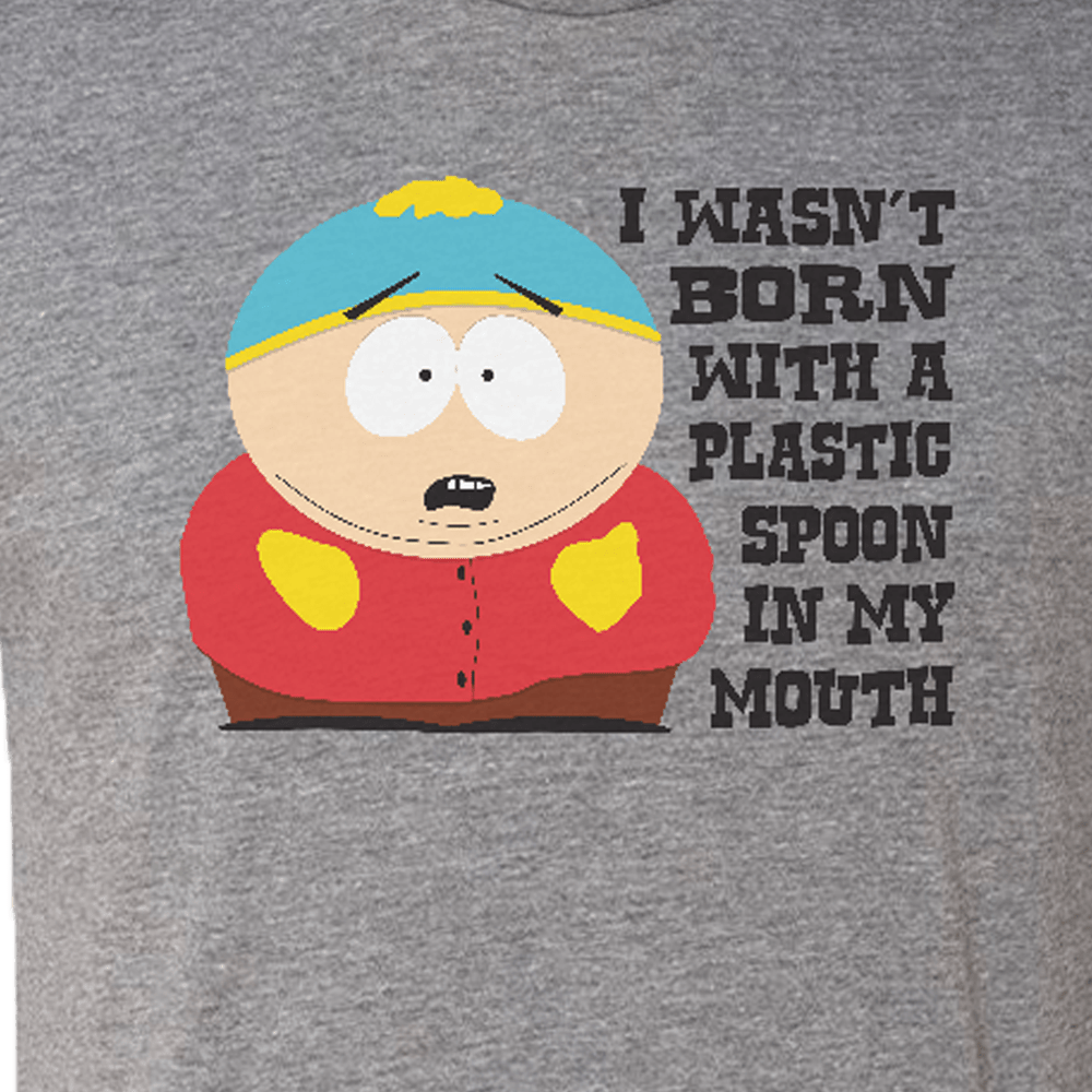 South Park Cartman Born with a Plastic Spoon Tri - Blend T - Shirt - Paramount Shop