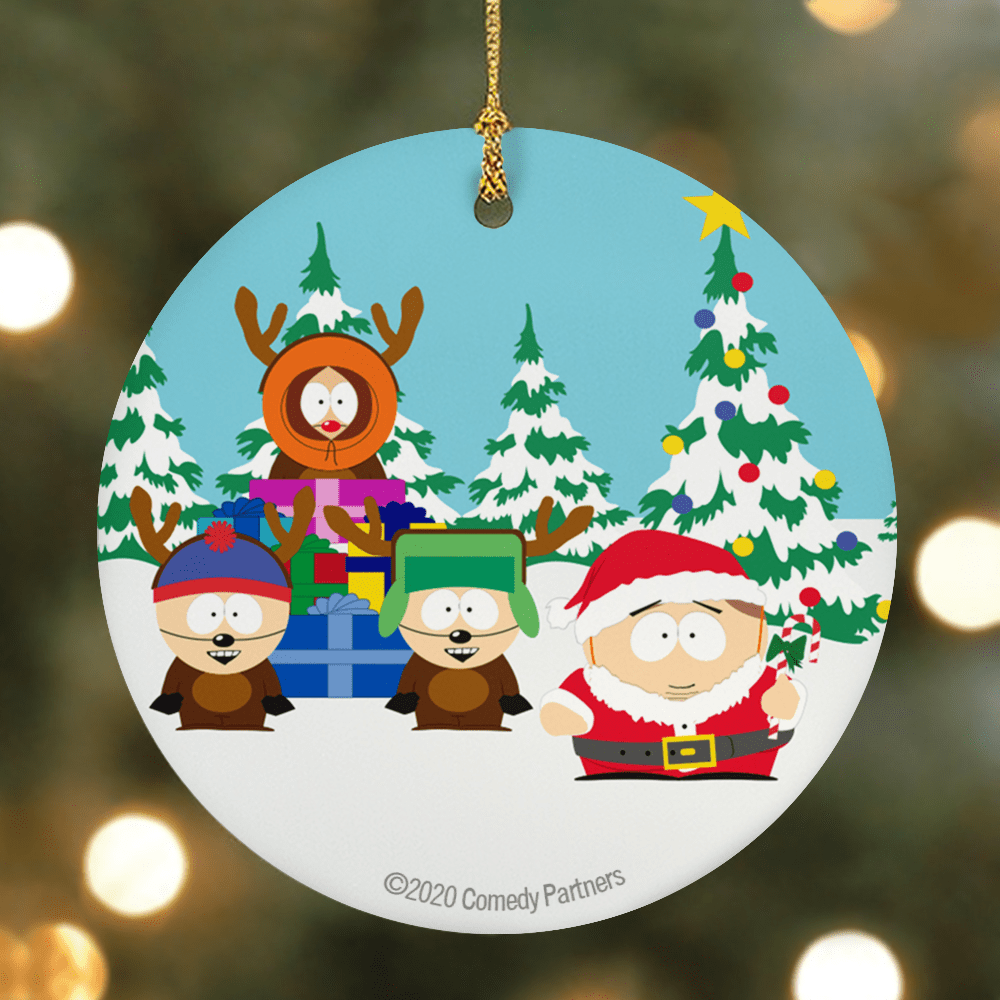 South Park Cartman Santa Round Ceramic Ornament - Paramount Shop