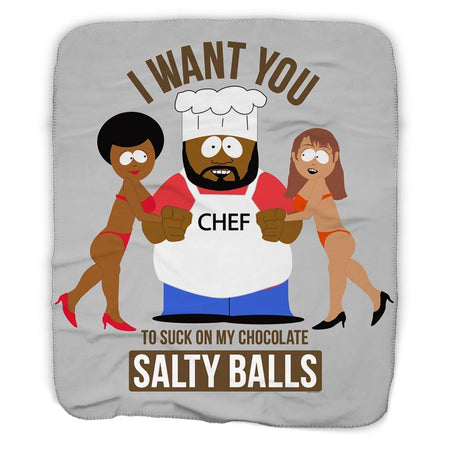 South Park Chef Suck on My Chocolate Salty Balls Sherpa Blanket - Paramount Shop