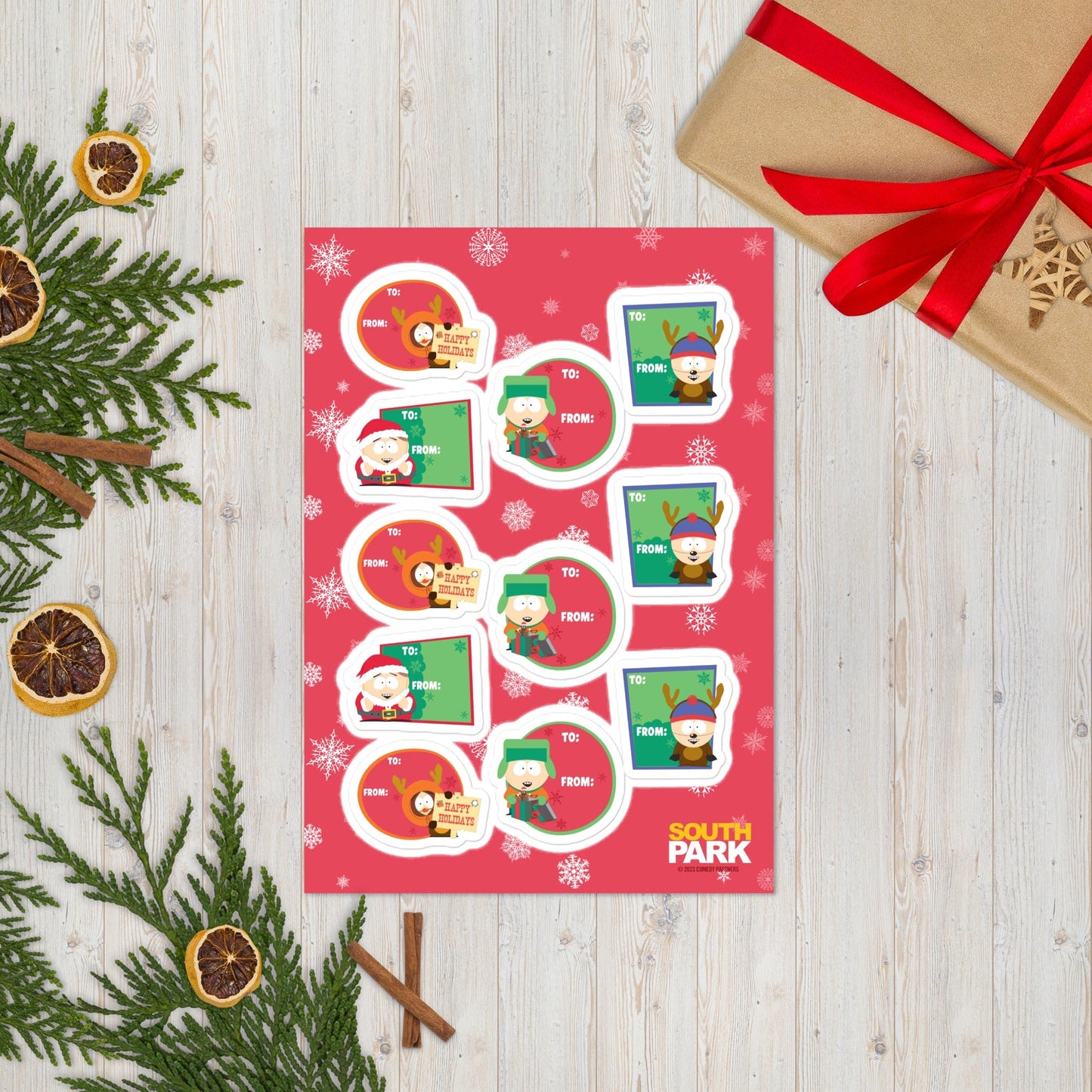 South Park Holiday Gift Label Sticker Sheet - Paramount Shop