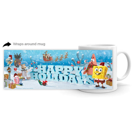 SpongeBob Happy Holidays 11 oz White Mug - Paramount Shop