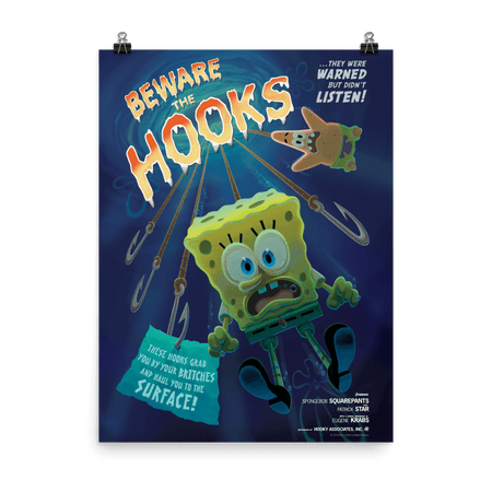 SpongeBob SquarePants Beware the Hooks Premium Satin Poster - Paramount Shop