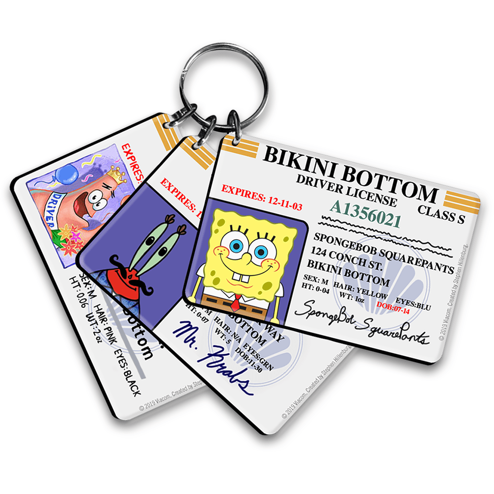 SpongeBob SquarePants Bikini Bottom Driver License Keychain Bundle - Paramount Shop