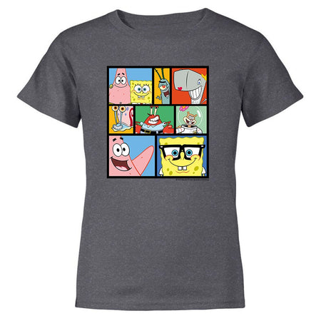 SpongeBob SquarePants Characters Grid Kids Short Sleeve T - Shirt - Paramount Shop