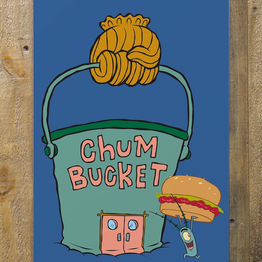SpongeBob SquarePants Chum Bucket Metal Sign - 12" x 18" - Paramount Shop