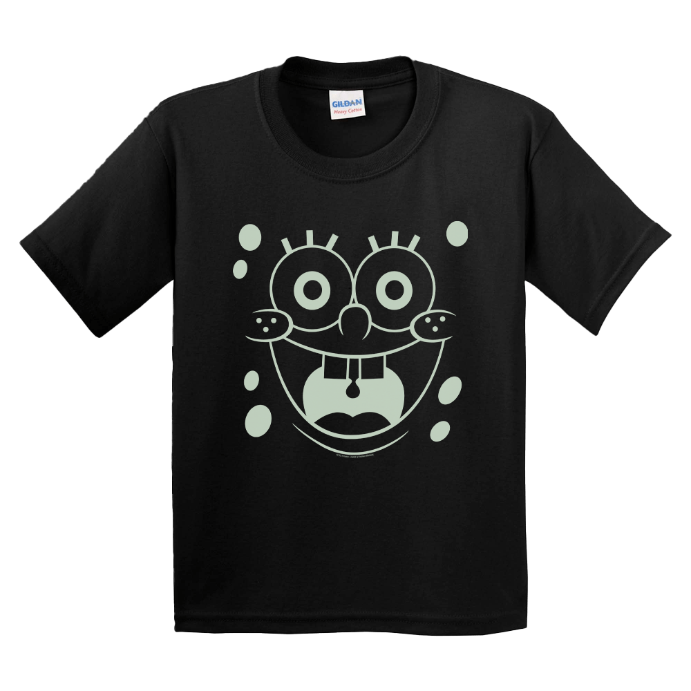 SpongeBob SquarePants Glow in the Dark Big Face Kids Short Sleeve Shirt - Paramount Shop