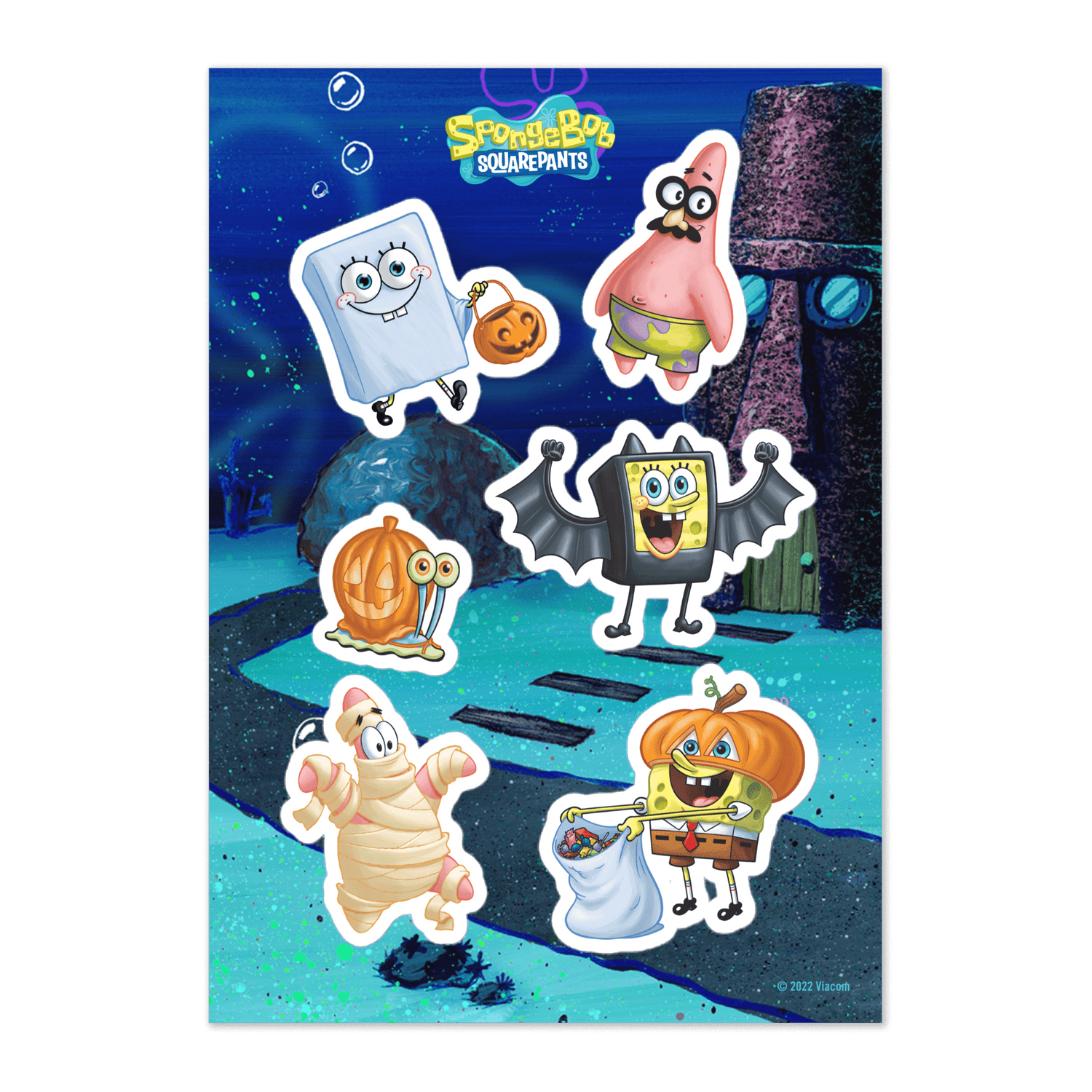 SpongeBob SquarePants Halloween Kiss Cut Sticker Sheet - Paramount Shop