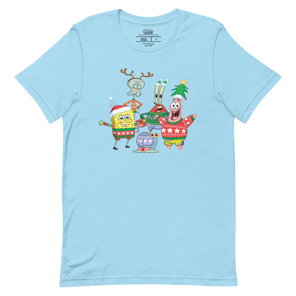 SpongeBob SquarePants Holiday Unisex T Shirt Ocean Blue XL