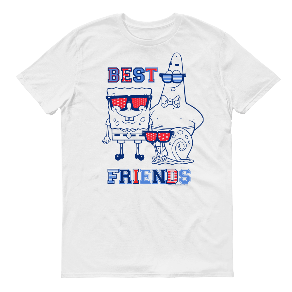SpongeBob SquarePants Red, White and Blue Best Friends Adult Short Sleeve T - Shirt - Paramount Shop