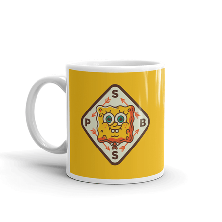 SpongeBob SquarePants Sponge on the Run SpongeBob Badge White Mug - Paramount Shop
