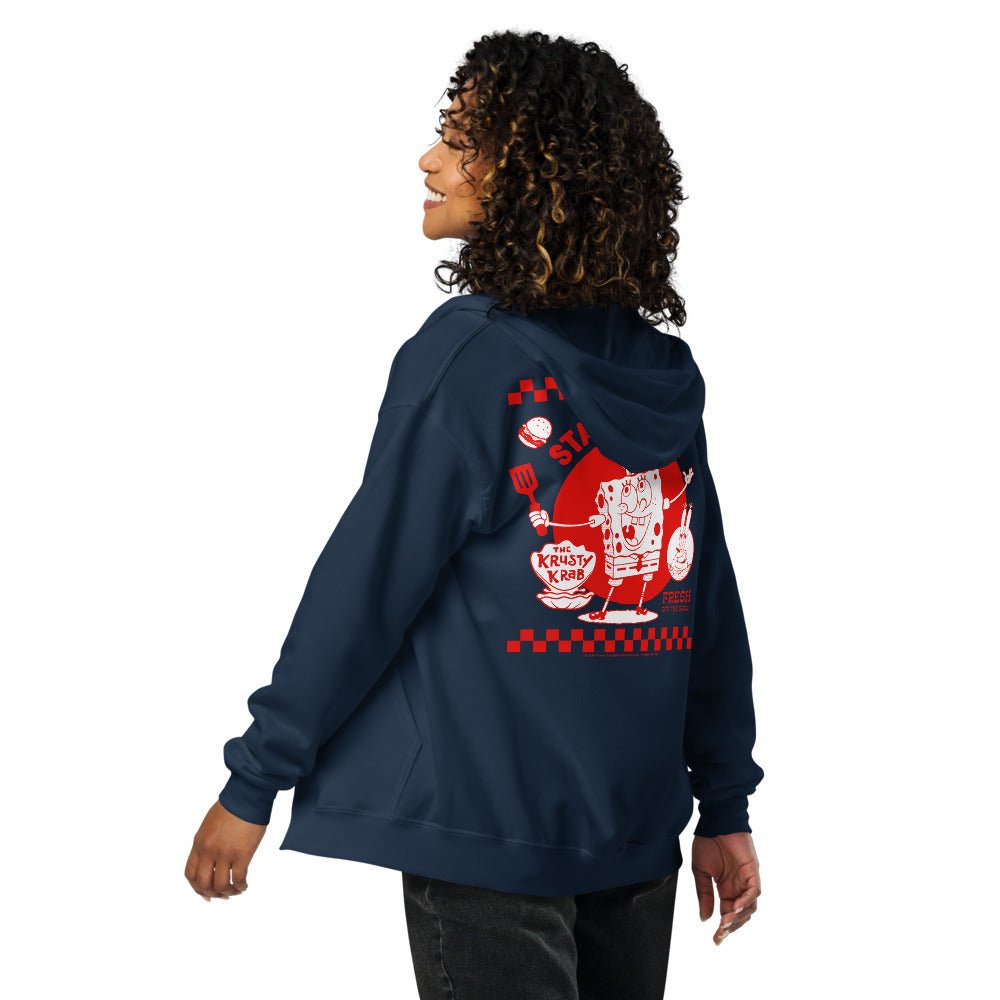 SpongeBob SquarePants Stay Positive Embroidered Zip - Up Hoodie - Paramount Shop