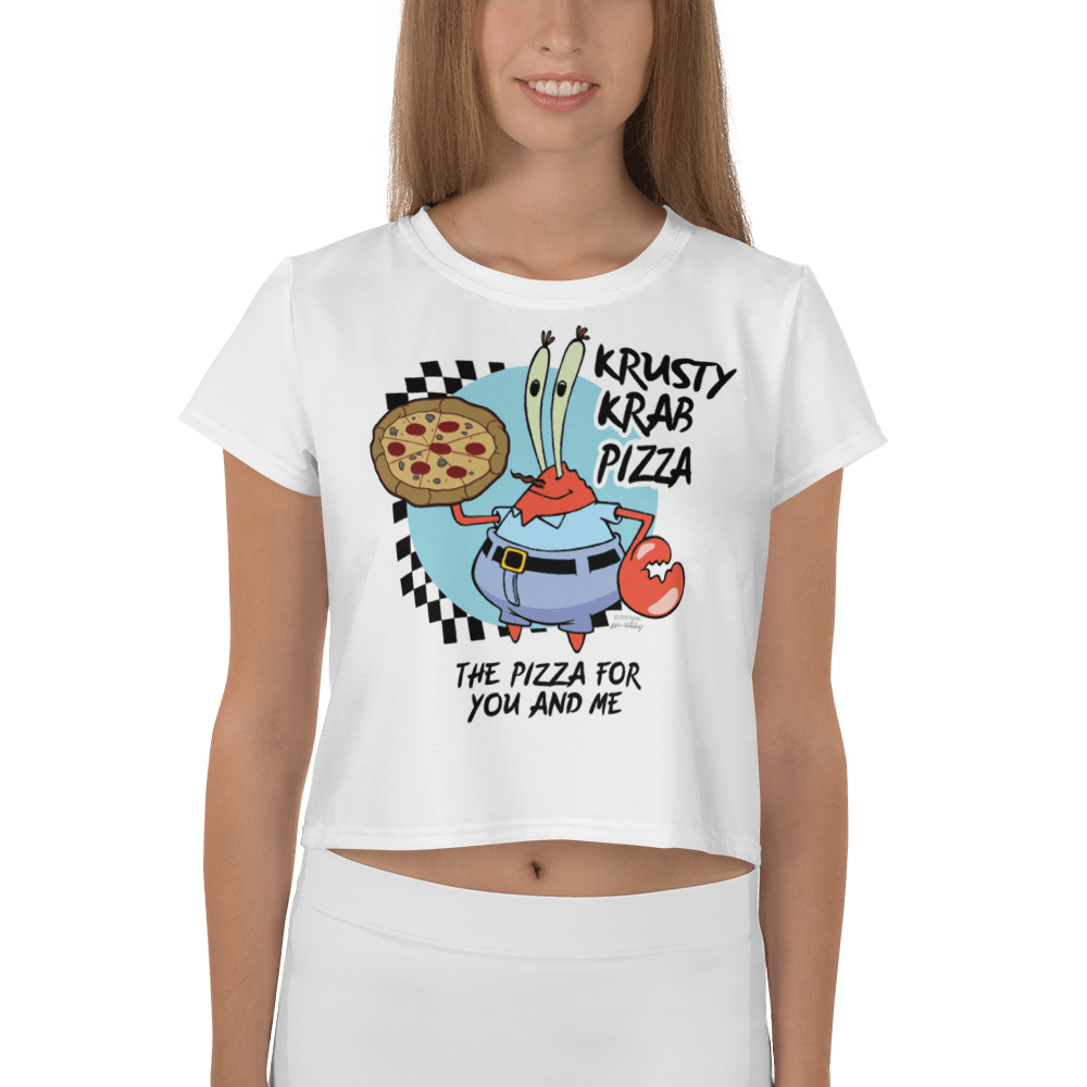 SpongeBob SquarePants The Krusty Krab Pizza Women's All - Over Print Crop T - Shirt - Paramount Shop