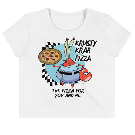 SpongeBob SquarePants The Krusty Krab Pizza Women's All - Over Print Crop T - Shirt - Paramount Shop