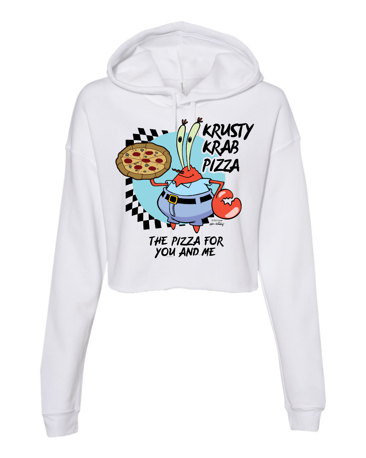 SpongeBob SquarePants The Krusty Krab Pizza Womens Cropped Fleece Hooded Sweatshirt - Paramount Shop