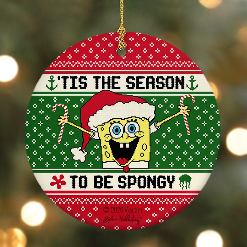 SpongeBob SquarePants 'Tis the Season Round Ceramic Ornament - Paramount Shop