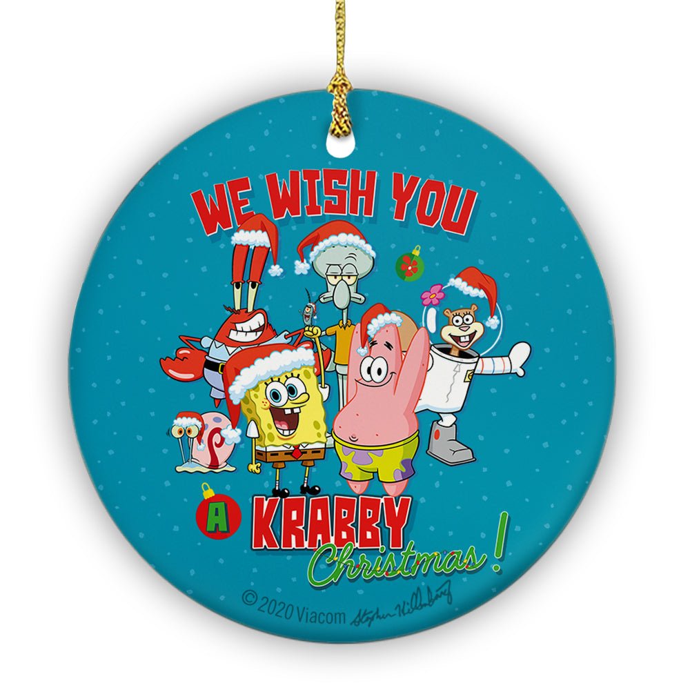 SpongeBob SquarePants We Wish You a Krabby Christmas Round Ceramic Ornament - Paramount Shop