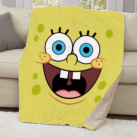 SpongeBob SquarePants Yellow Big Face Sherpa Blanket - Paramount Shop