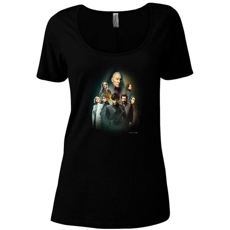 Star Trek: Picard Cast Collage Women's Relaxed Scoop Neck T - Shirt - Paramount Shop