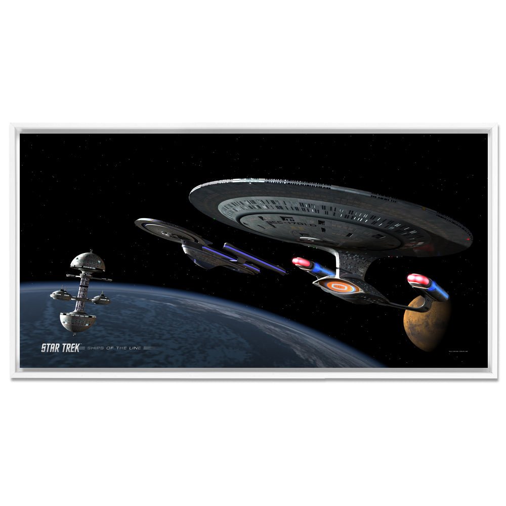 Star Trek: The Next Generation Ships of the Line Making for Deep Water Floating Frame Wrapped Canvas - Paramount Shop