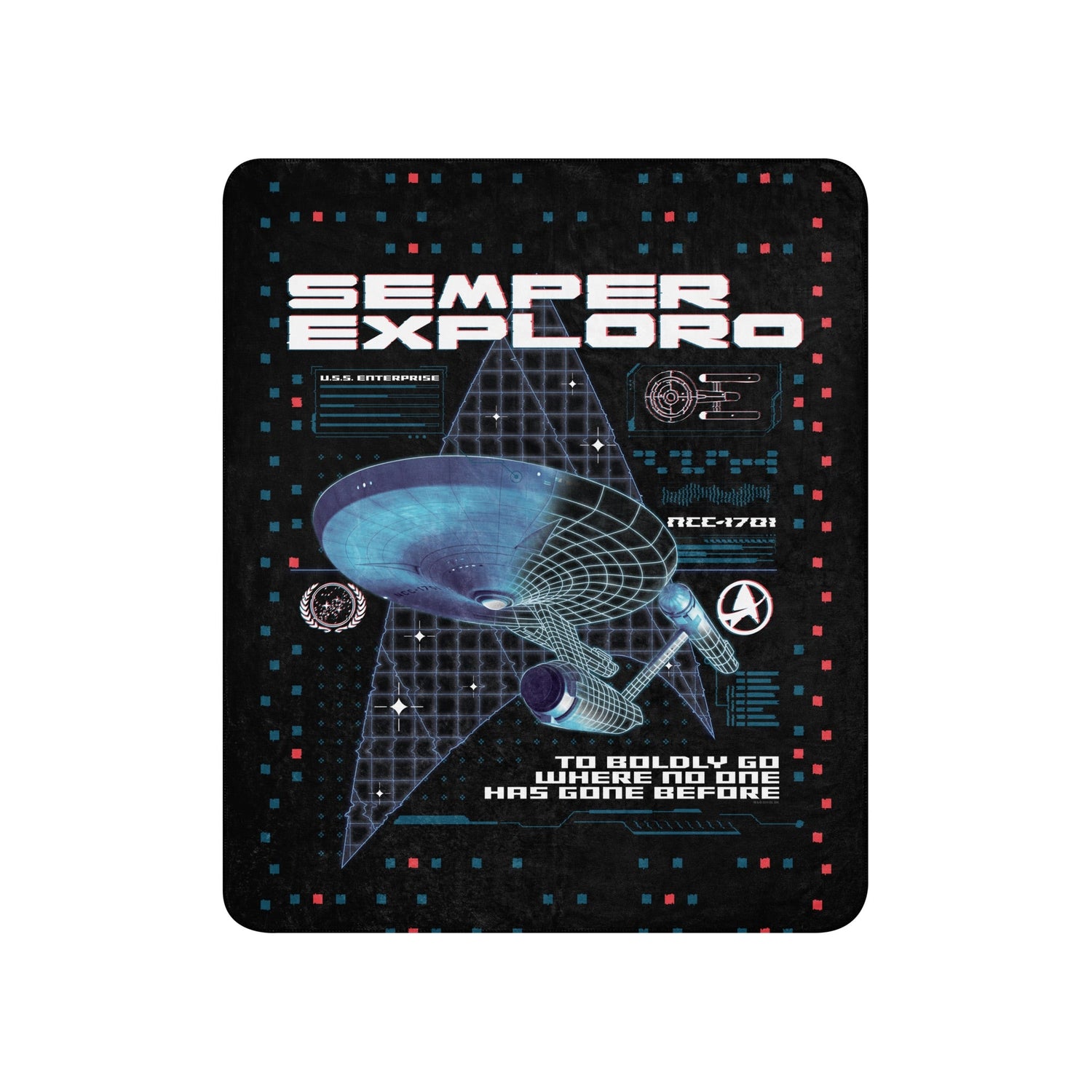 Star Trek The Original Series Enterprise Semper Exploro Sherpa Blanket - Paramount Shop