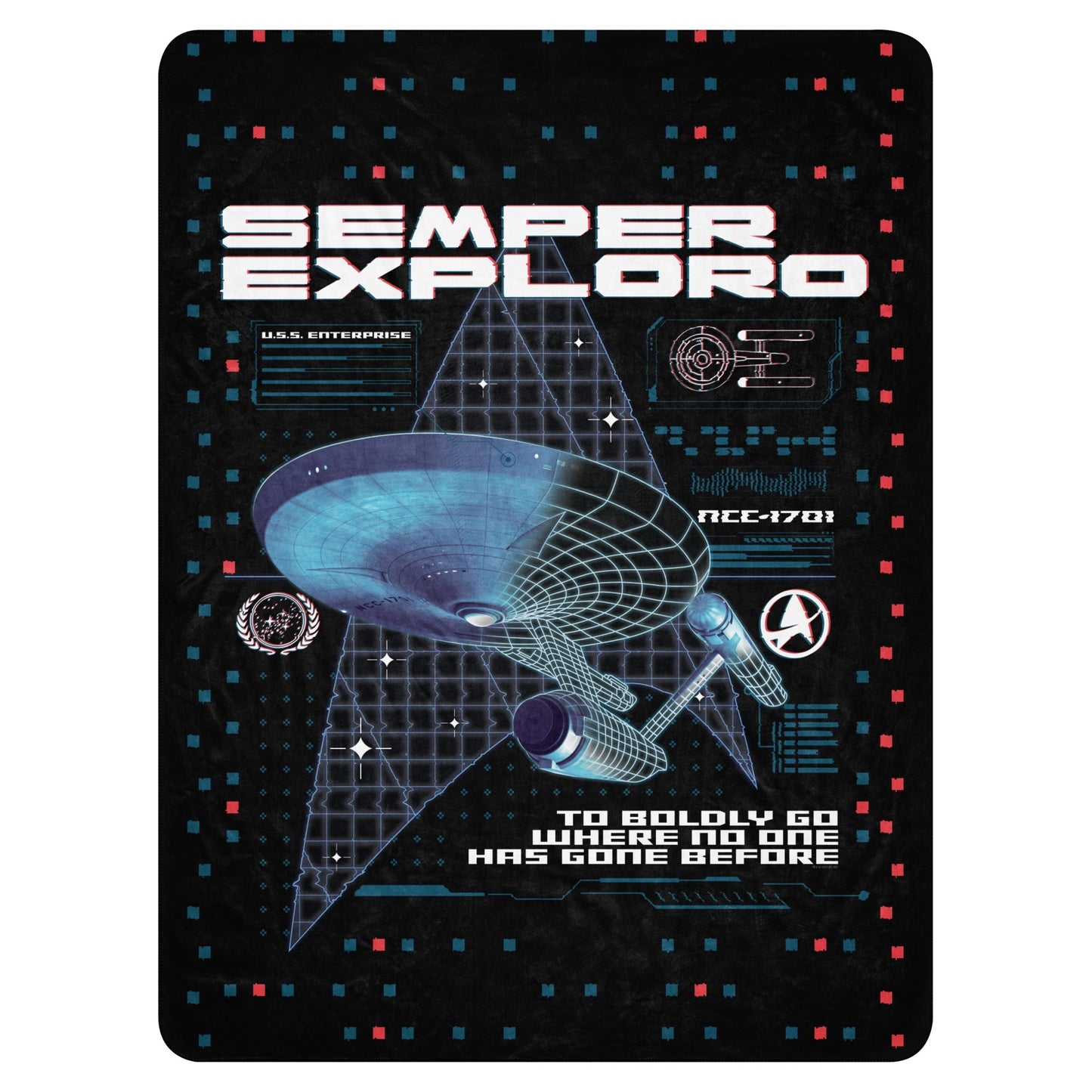 Star Trek The Original Series Enterprise Semper Exploro Sherpa Blanket - Paramount Shop