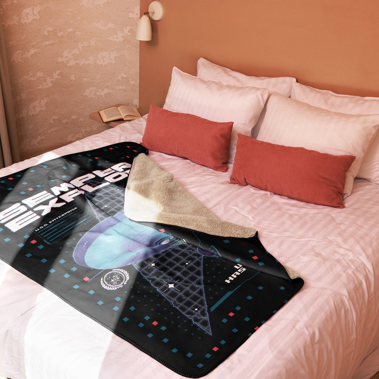 Star Trek The Original Series Enterprise Semper Exploro Sherpa Blanket - Paramount Shop