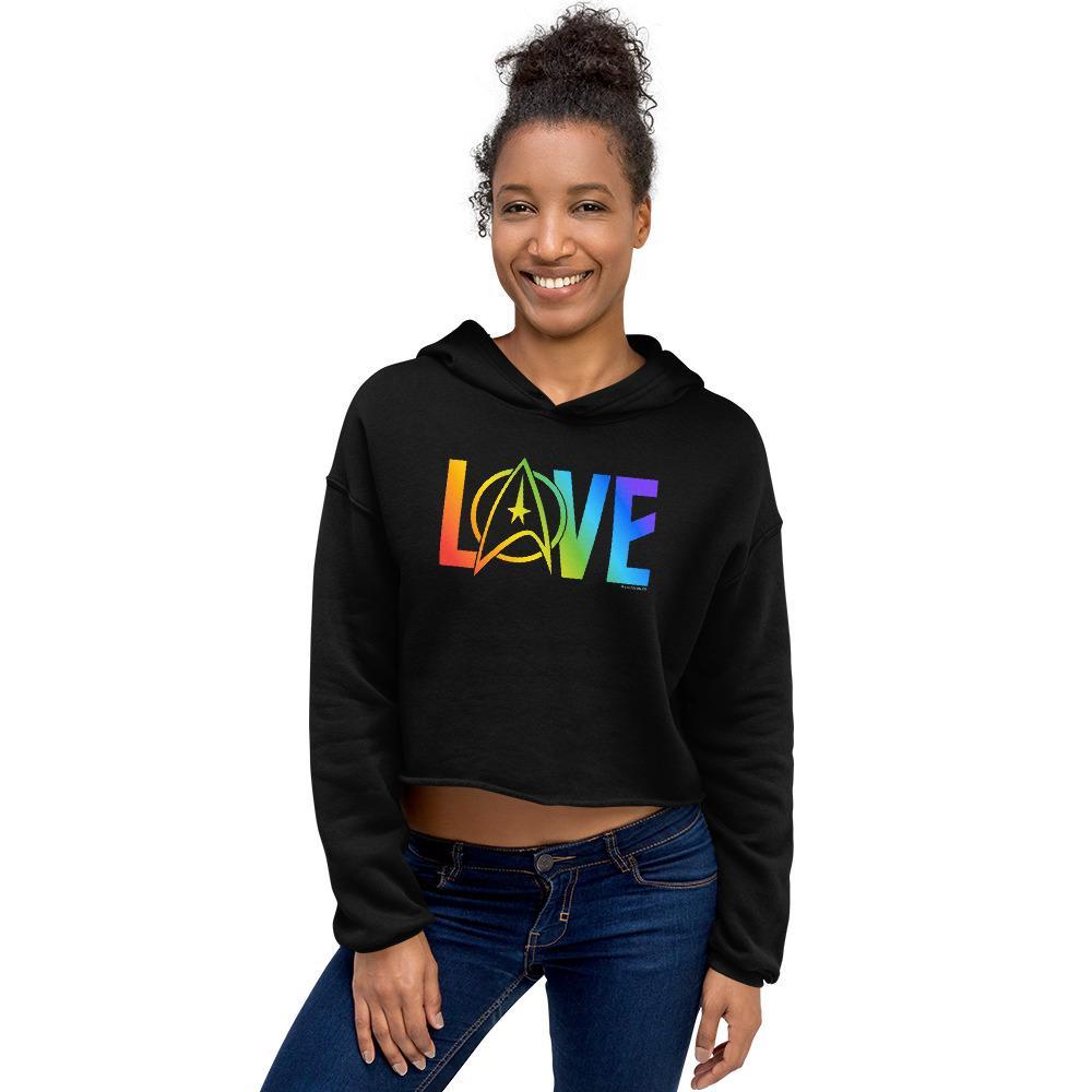 Star Trek: The Original Series Pride Love Women's Fleece Crop Hooded Sweatshirt - Paramount Shop