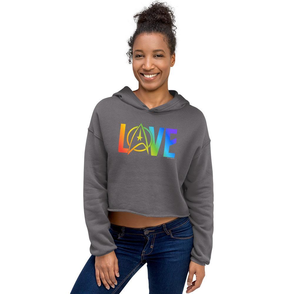 Star Trek: The Original Series Pride Love Women's Fleece Crop Hooded Sweatshirt - Paramount Shop