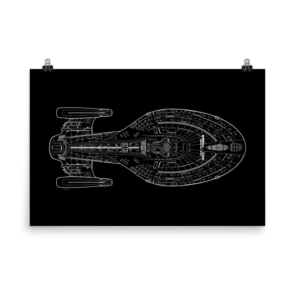 Star Trek: Voyager Schematic Premium Satin Poster - Paramount Shop