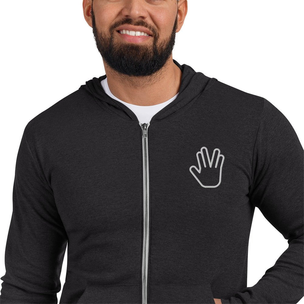 Star Trek Vulcan Salute Zip up Embroidered Hoodie - Paramount Shop