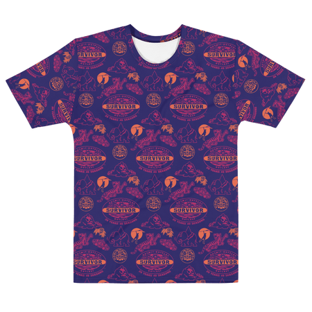 Survivor 20 Years 40 Season All Over Purple Pattern Adult All - Over Print T - Shirt - Paramount Shop