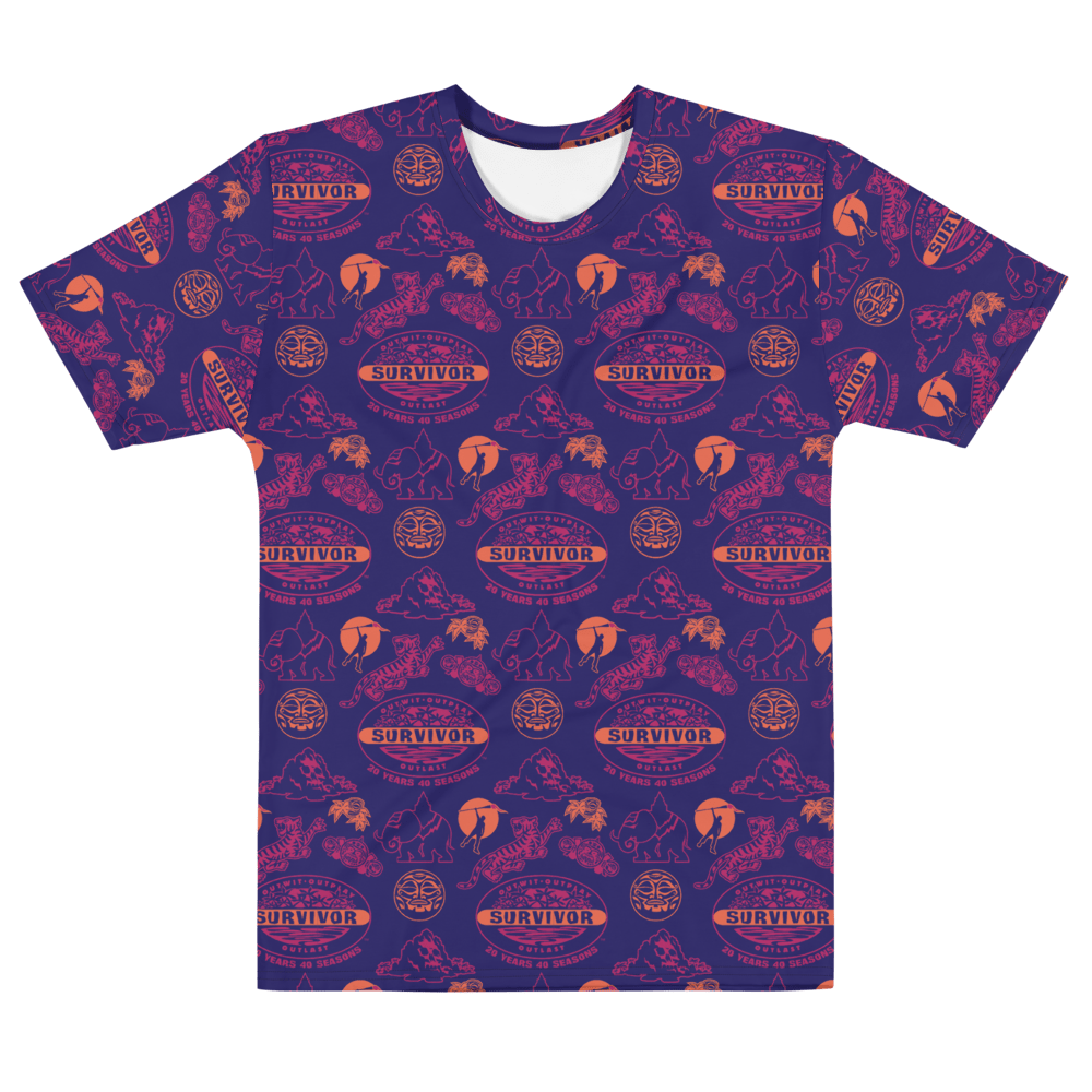Survivor 20 Years 40 Season All Over Purple Pattern Adult All - Over Print T - Shirt - Paramount Shop