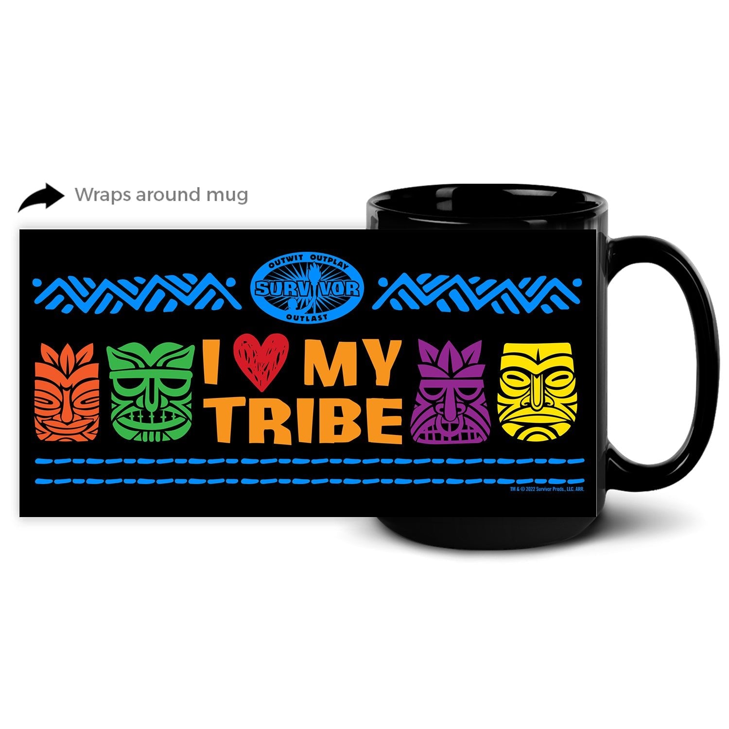Survivor I Love My Tribe Black Mug - Paramount Shop