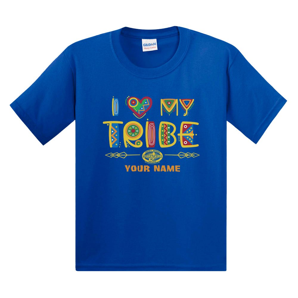Survivor I Love My Tribe Mashup Personalized Kid's Short Sleeve T - Shirt - Paramount Shop