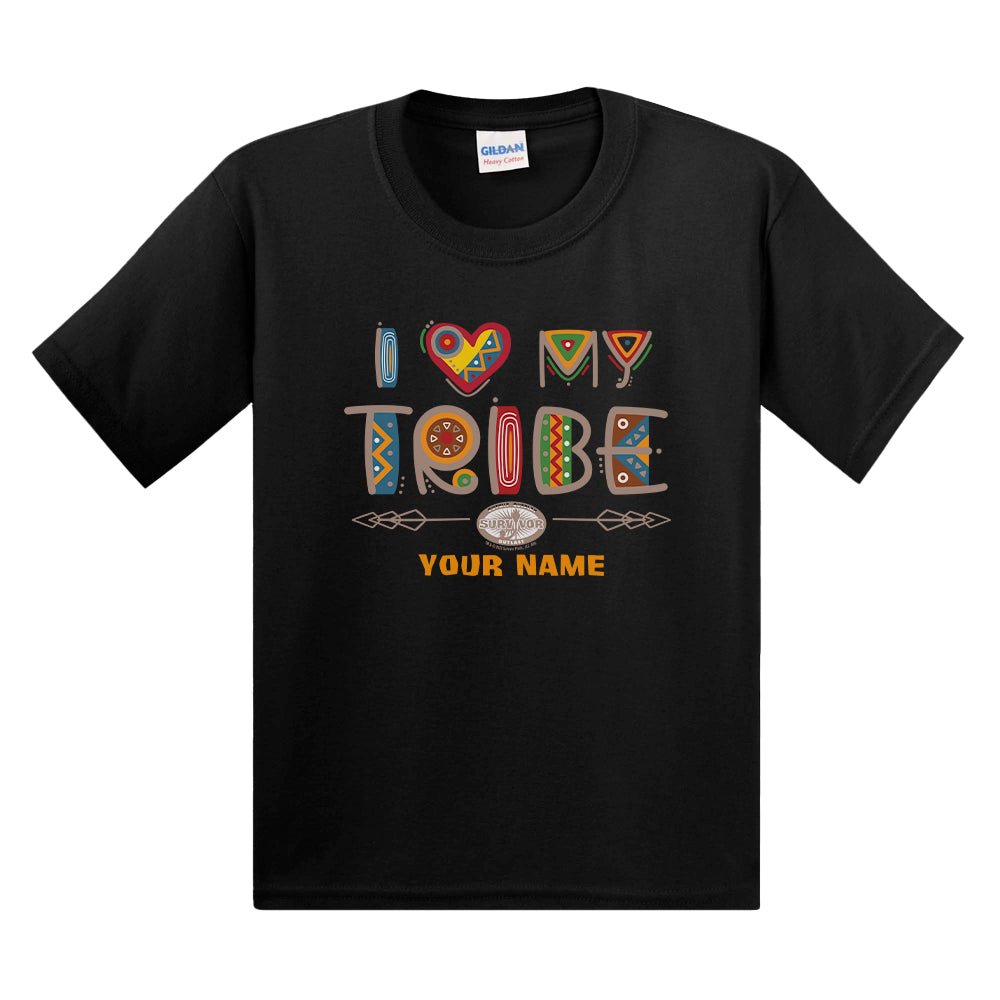 Survivor I Love My Tribe Mashup Personalized Kid's Short Sleeve T-Shirt