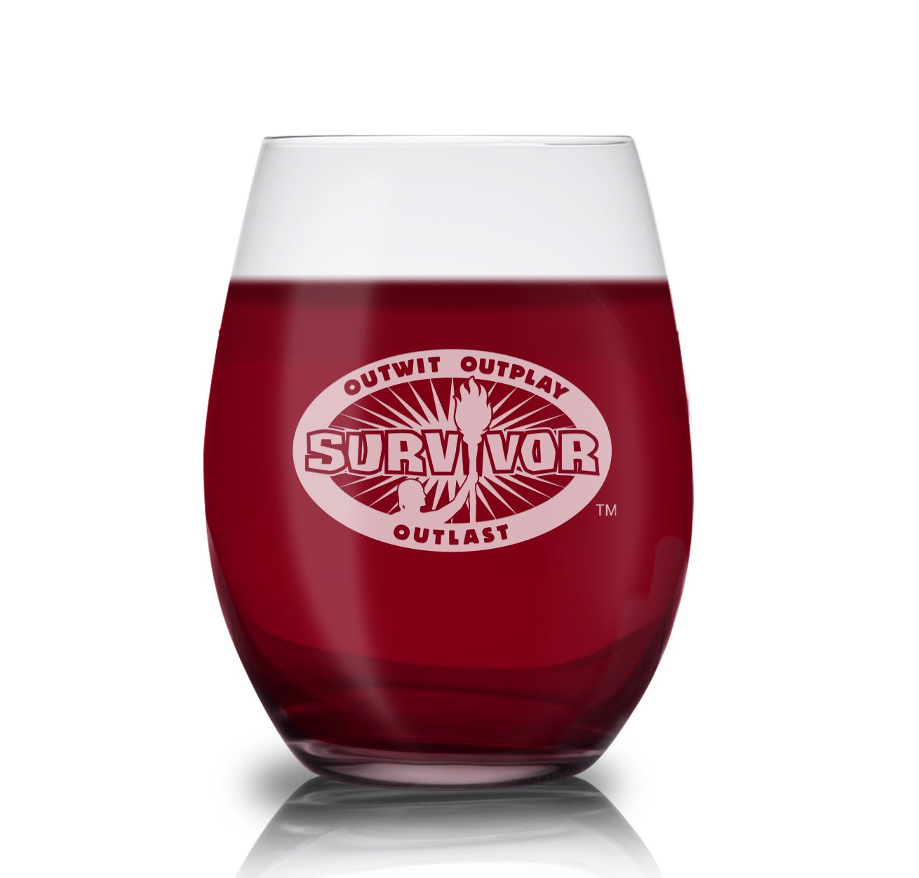 Survivor Outwit, Outplay, Outlast Logo Laser Engraved Stemless Wine Glass - Paramount Shop
