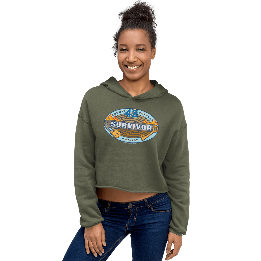Survivor Season 42 Logo Women's Fleece Crop Hooded Sweatshirt - Paramount Shop