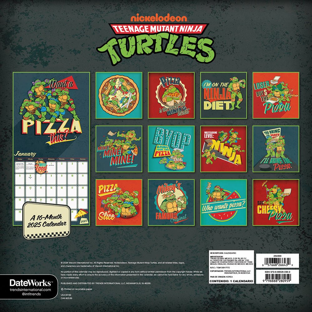 Teenage Mutant Ninja Turtles 2025 16 - Month Wall Calendar - Paramount Shop