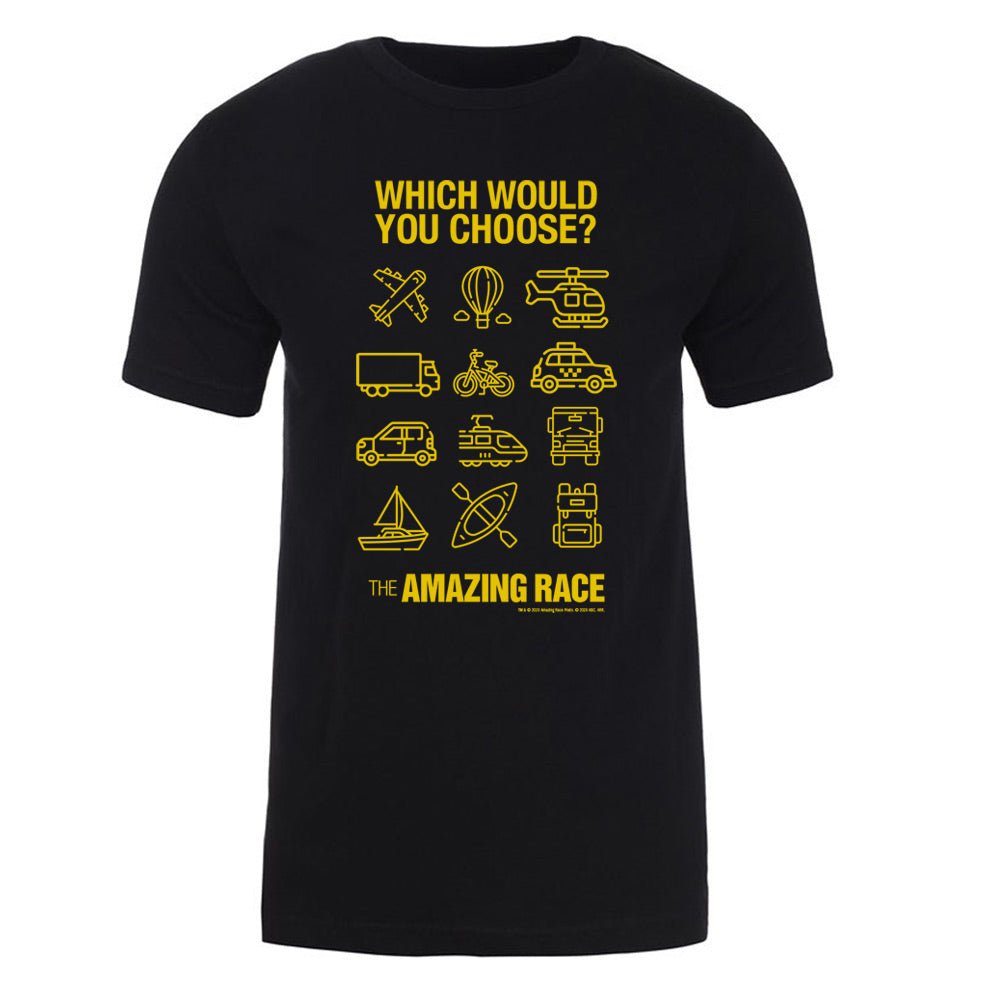 The Amazing Race Yellow Choose Your Adventure Adult Short Sleeve T - Shirt - Paramount Shop