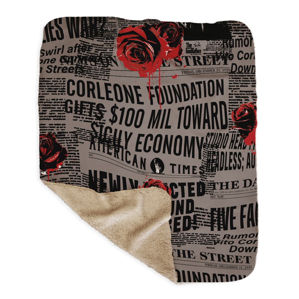 The Godfather Newspaper Sherpa Blanket - Paramount Shop