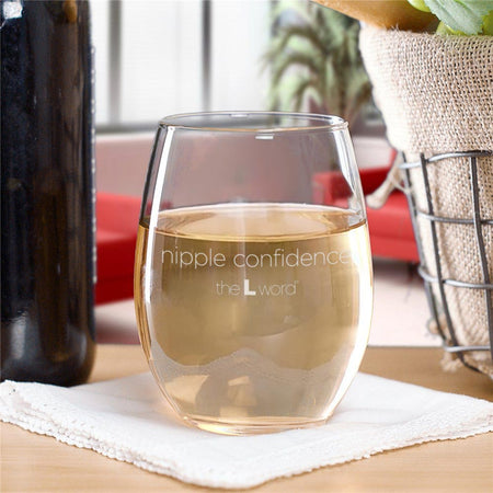 The L Word Nipple Confidence Laser Engraved Stemless Wine Glass - Paramount Shop